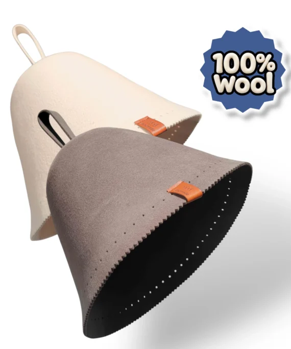 Close-up of 3mm merino wool thickness on sauna hat